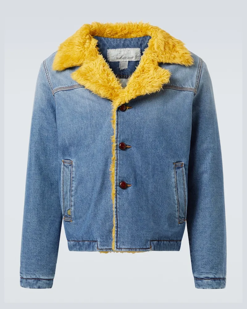 ERL Jeansjacke mit Faux Shearling Blau