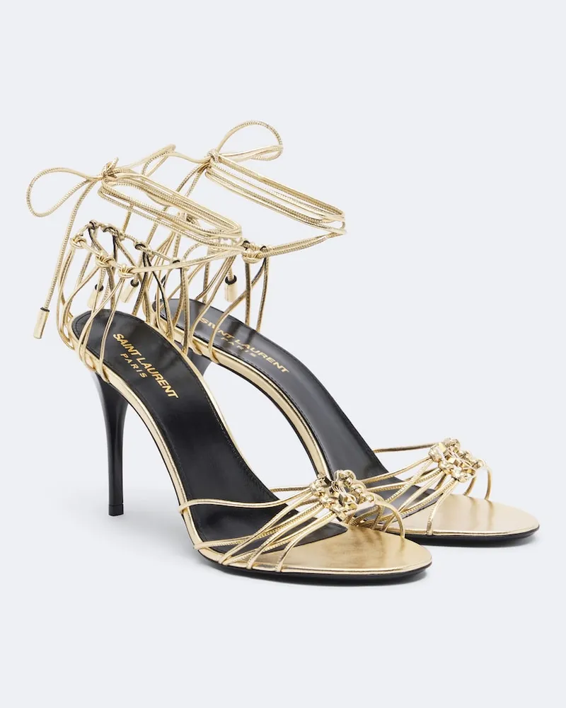 Saint Laurent Sandalen Babylone aus Metallic-Leder Gold