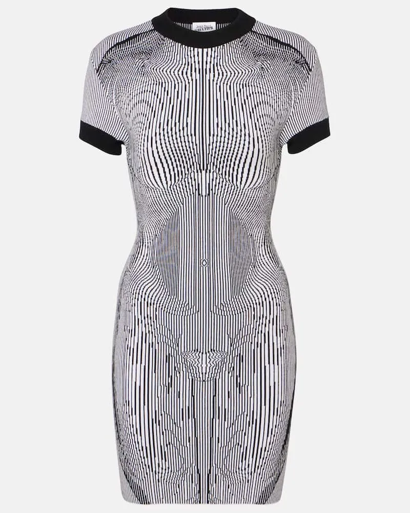 Jean Paul Gaultier Minikleid Morphing Pinstripe aus Jersey Schwarz