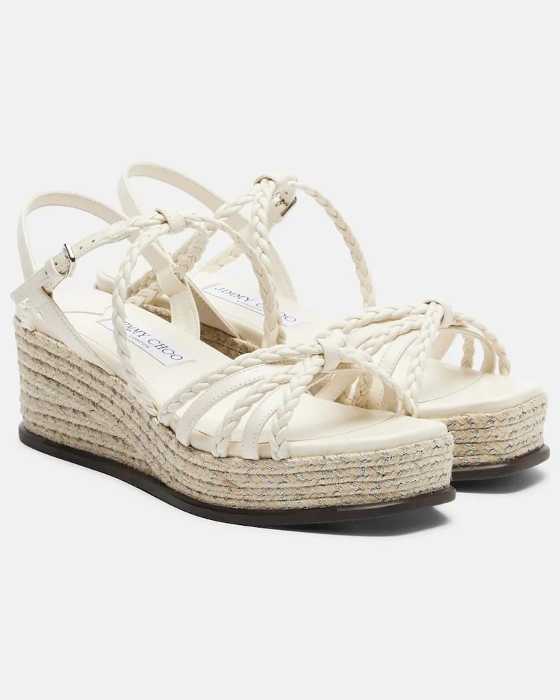 Jimmy Choo Espadrille-Wedges Nyra aus Leder Weiß