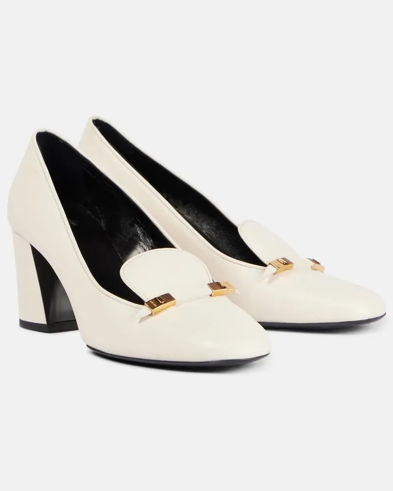 KHAITE Loafer-Pumps Elio 65 aus Leder Weiß