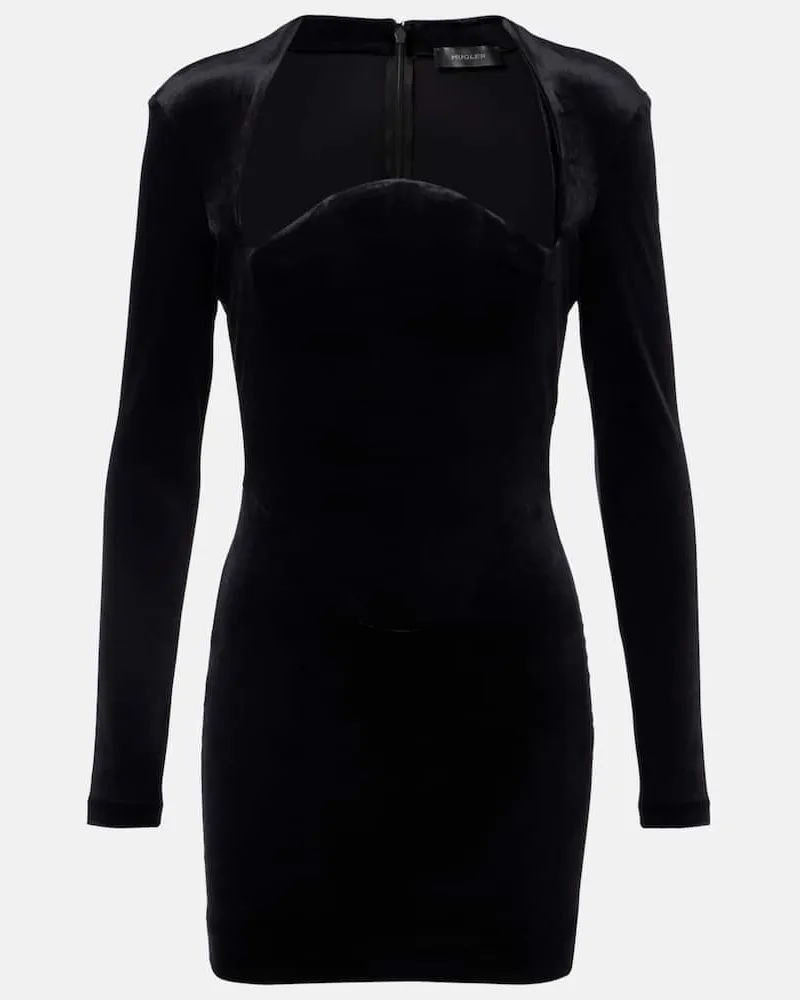 Thierry Mugler Bustier-Kleid aus Samt Schwarz