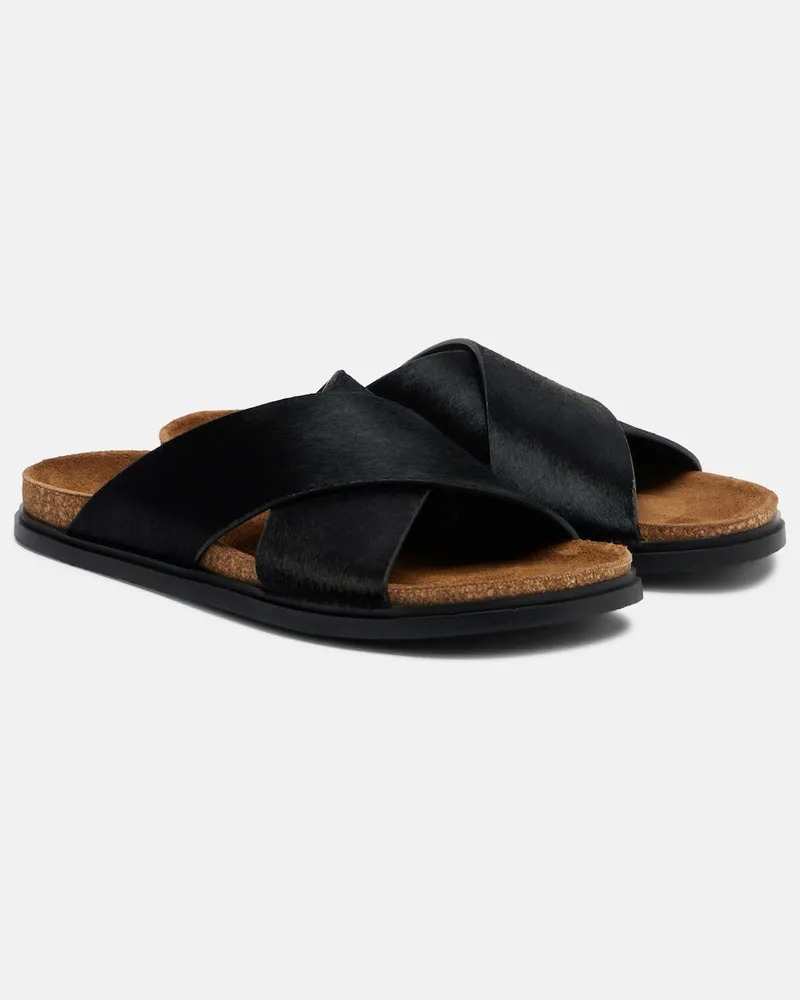 The Row Sandalen Cross aus Kalbshaar Schwarz