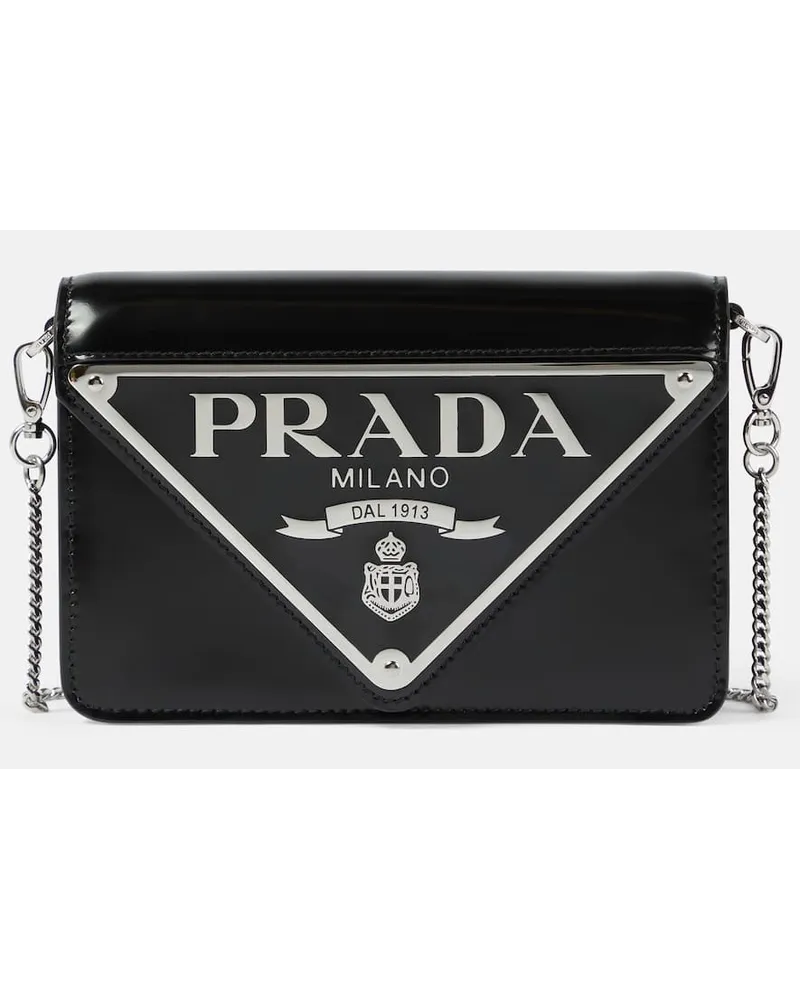 Prada Schultertasche Mini aus Leder Schwarz