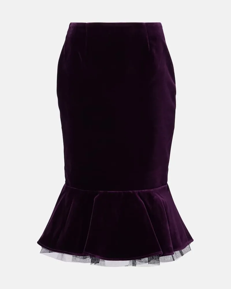 Nina Ricci Midirock aus Baumwollsamt Lila
