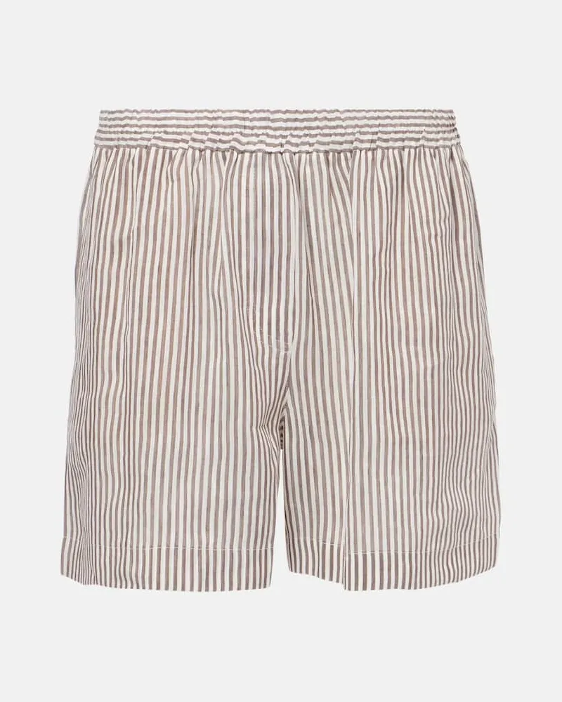 Brunello Cucinelli Shorts aus Leinen und Seide Braun