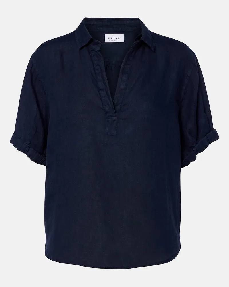 Velvet Top Vivica aus Leinen Blau