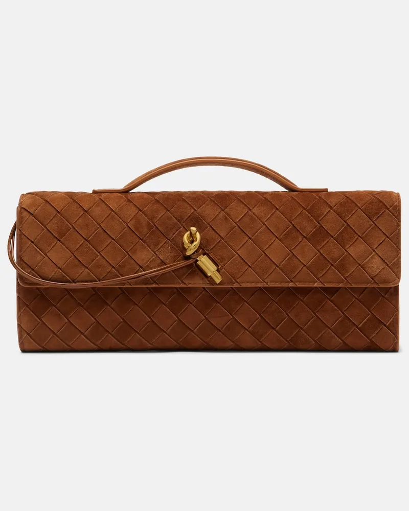 Bottega Veneta Clutch Andiamo aus Veloursleder Braun