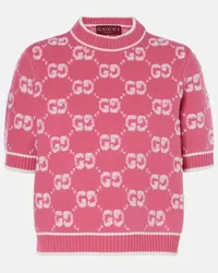 Gucci T-Shirt GG aus Woll-Boucle Pink