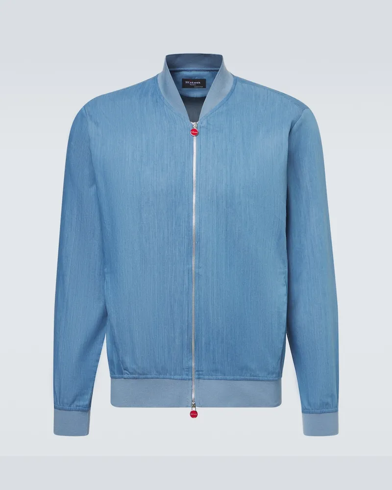 Kiton Bomberjacke aus Denim Blau