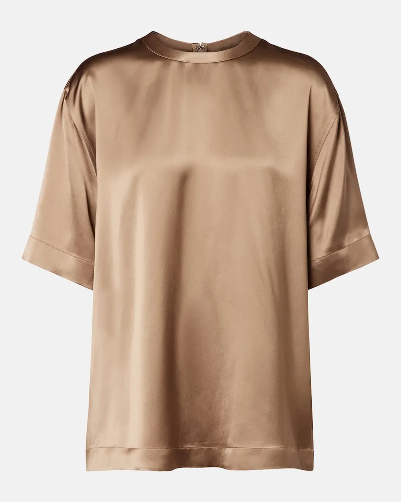 Totême T-Shirt aus Satin Braun