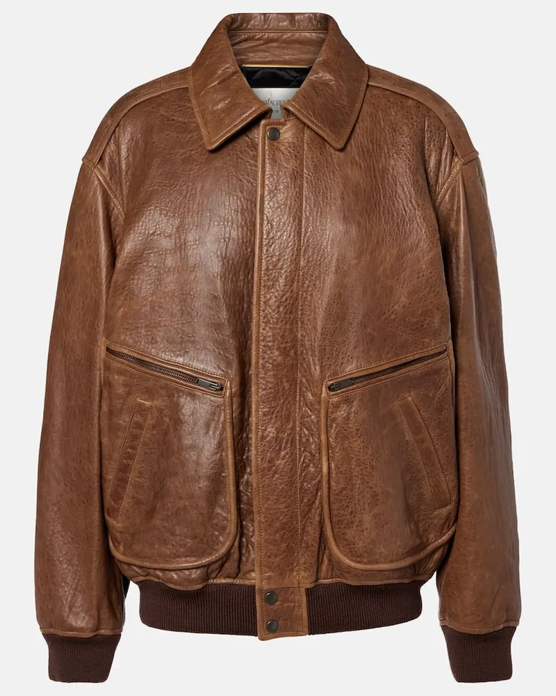 Saint Laurent Blouson aus Leder Braun