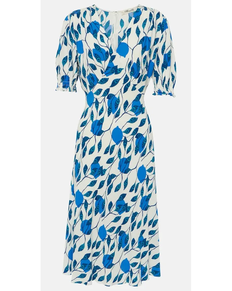 Diane von Furstenberg Bedrucktes Midikleid Jemma aus Crêpe Blau