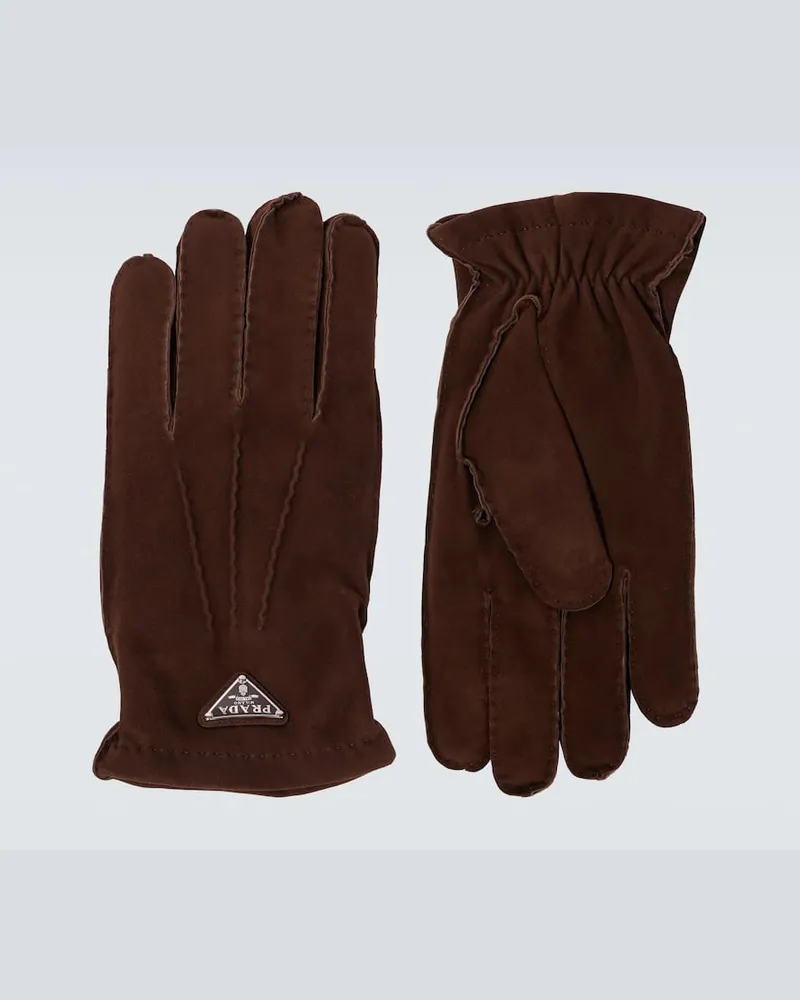Prada Handschuhe aus Veloursleder Braun