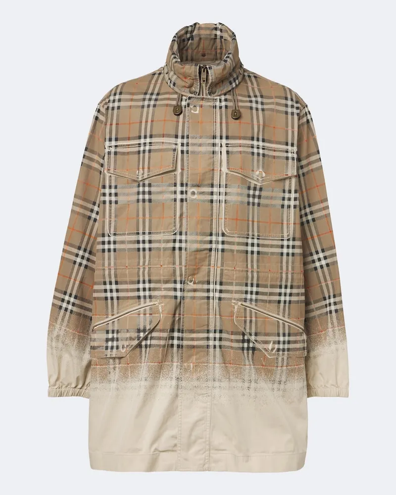 Burberry Parka Burberry Check aus Baumwollgabardine Beige