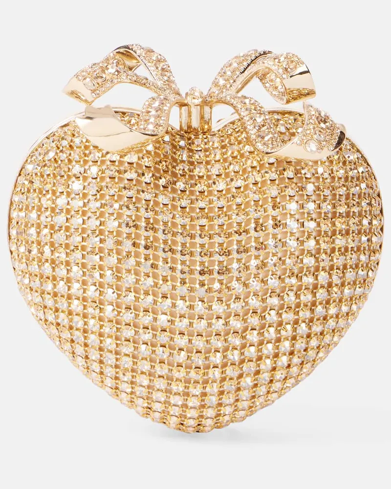 Self-Portrait Clutch Crystal Heart mit Kristallen Gold