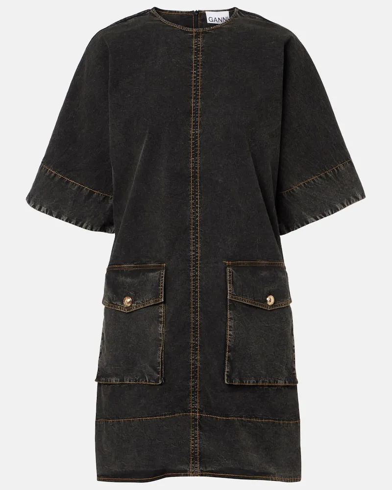 Ganni Minikleid aus Denim Schwarz