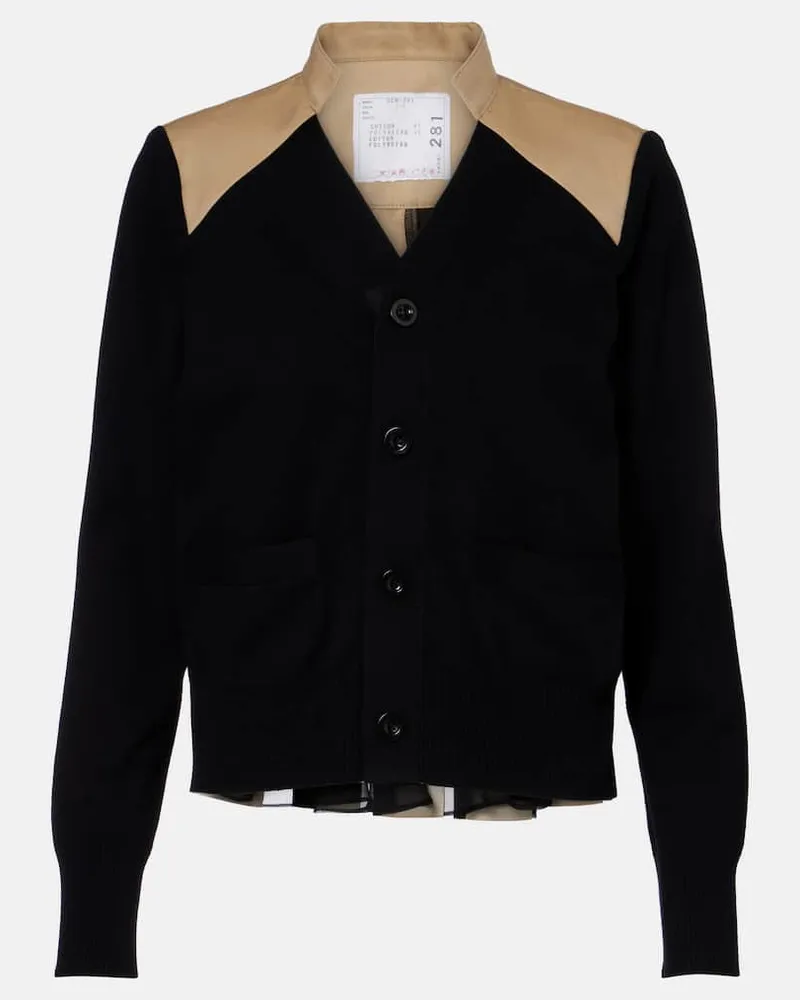 Sacai Cardigan aus Gabardine Schwarz