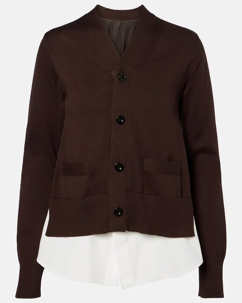Sacai Cardigan aus Baumwolle Braun