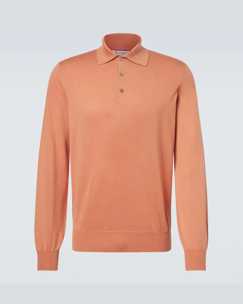 Brunello Cucinelli Polopullover aus Baumwolle Orange