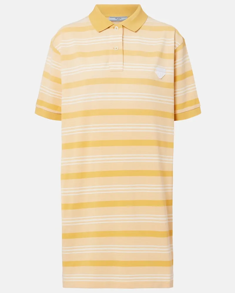 Prada Minikleid aus Baumwoll-Piqué Gelb