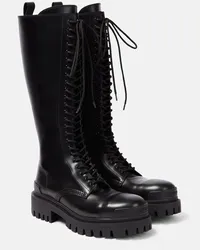 Balenciaga Schnuerstiefel Strike aus Leder Schwarz