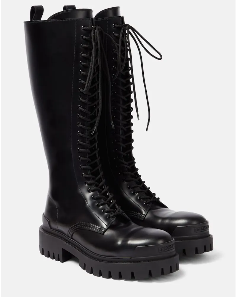 Balenciaga Schnuerstiefel Strike aus Leder Schwarz