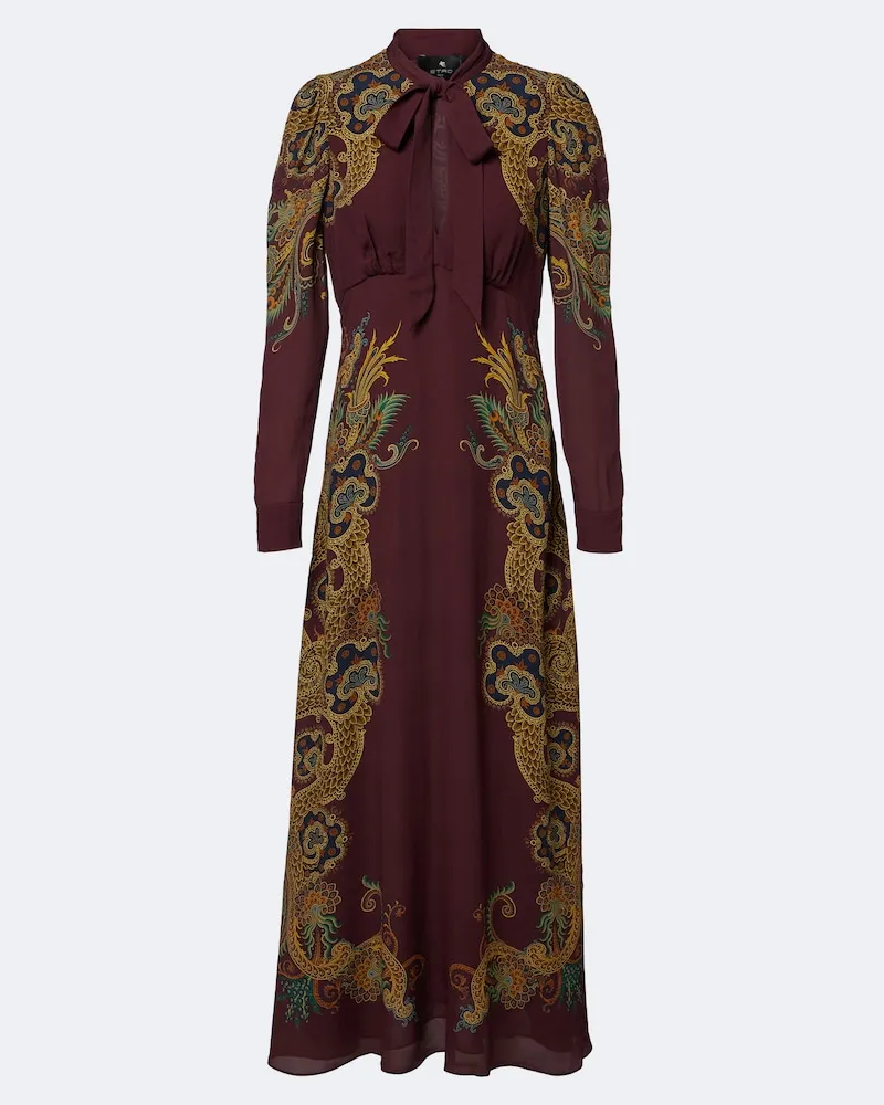 Etro Bedrucktes Maxikleid Burgunderrot