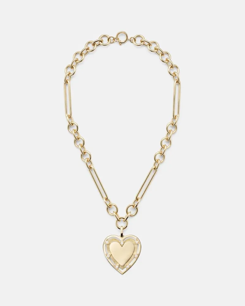 FOUNDRAE Halskette True Love Heart aus 18kt Gelbgold mit Diamanten Gold