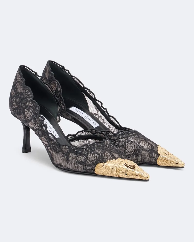 Jimmy Choo Pumps Faiz aus Spitze mit Leder Schwarz