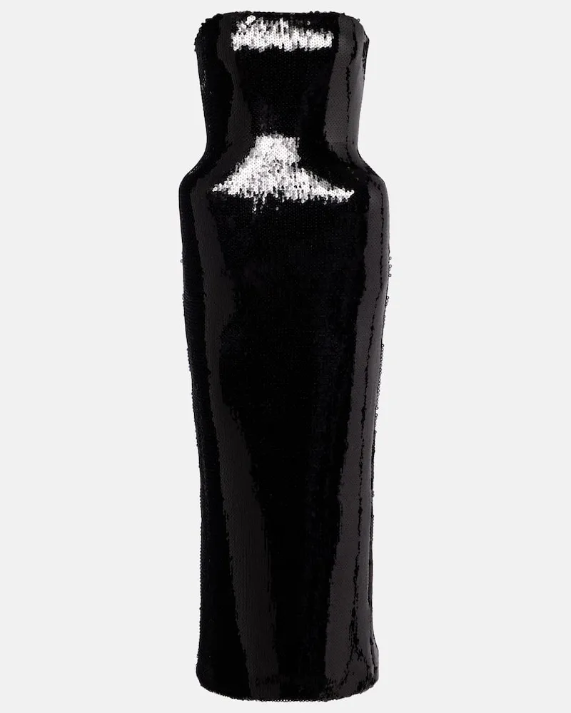 David Koma Bustier-Kleid mit Pailletten Schwarz