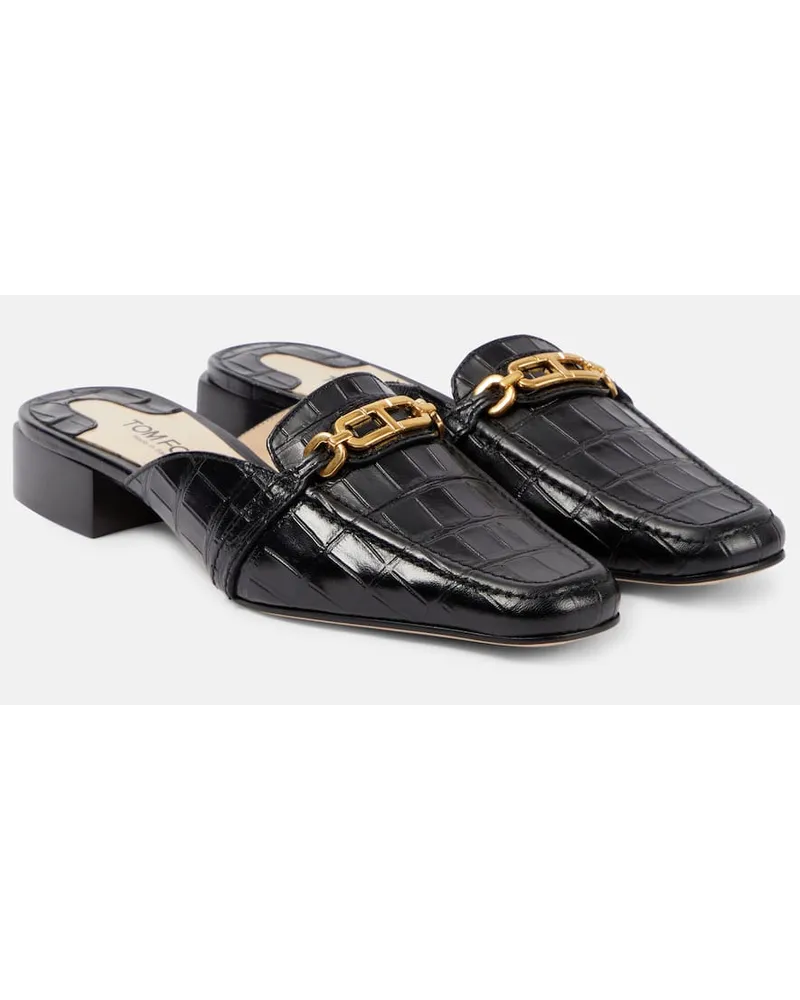 Tom Ford Slippers Whitney aus Leder Schwarz