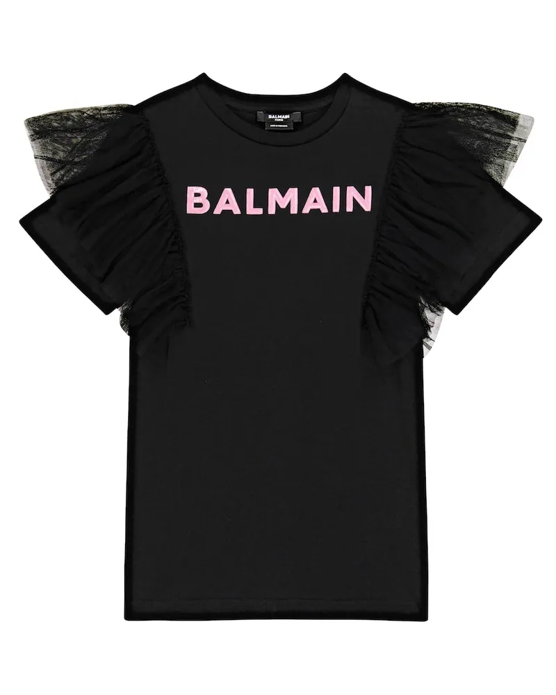 Balmain Kleid aus Baumwoll-Jersey Schwarz