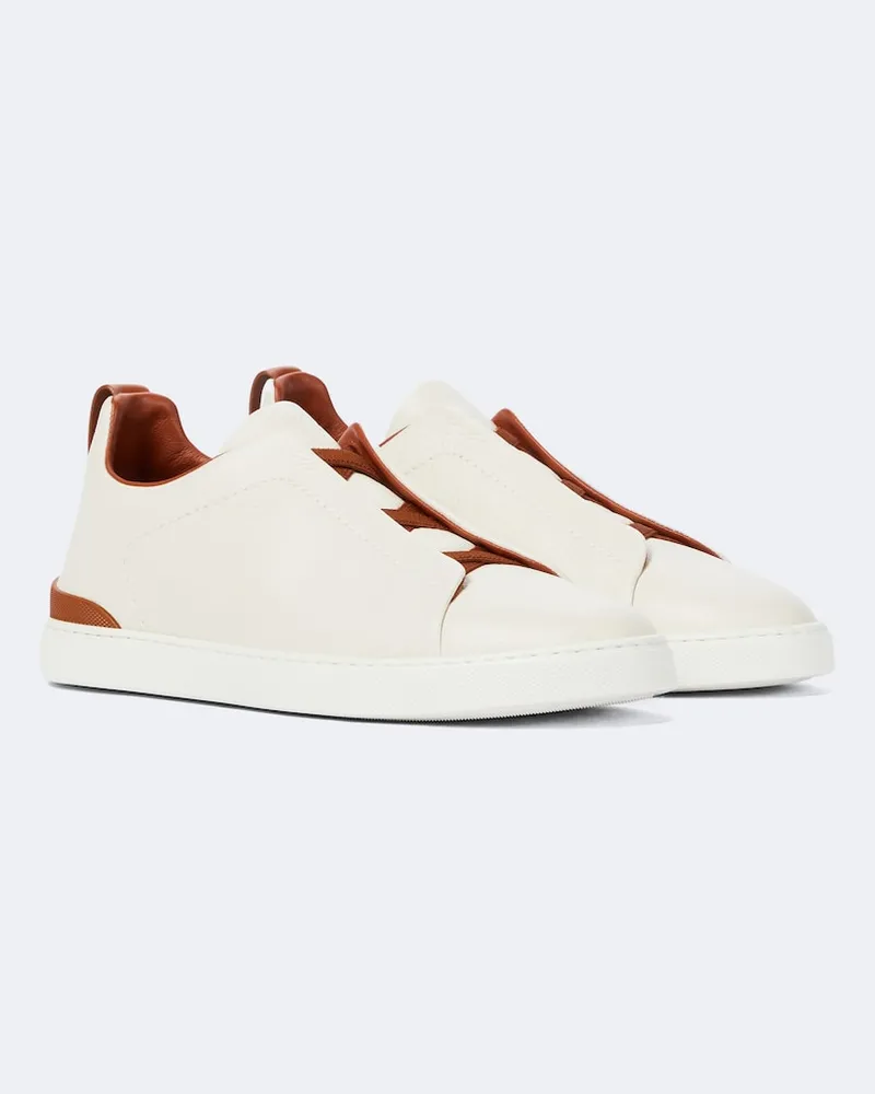 Ermenegildo Zegna Sneakers Triple Stitch aus Leder Weiß