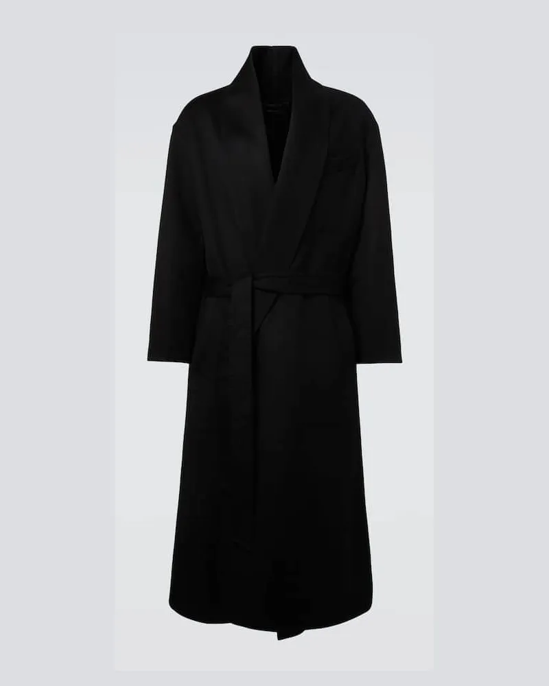 Tom Ford Mantel aus Wolle und Seide Schwarz
