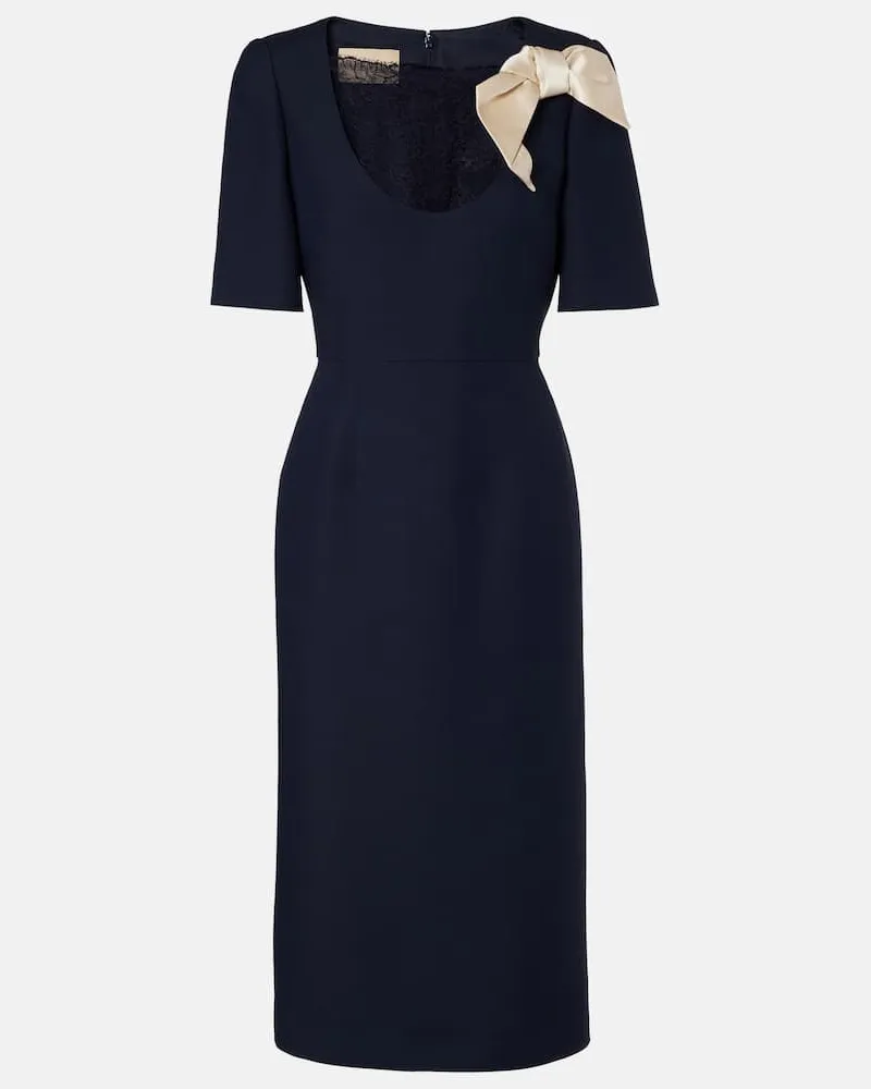 Valentino Garavani Midikleid aus Crepe Couture mit Spitze Blau