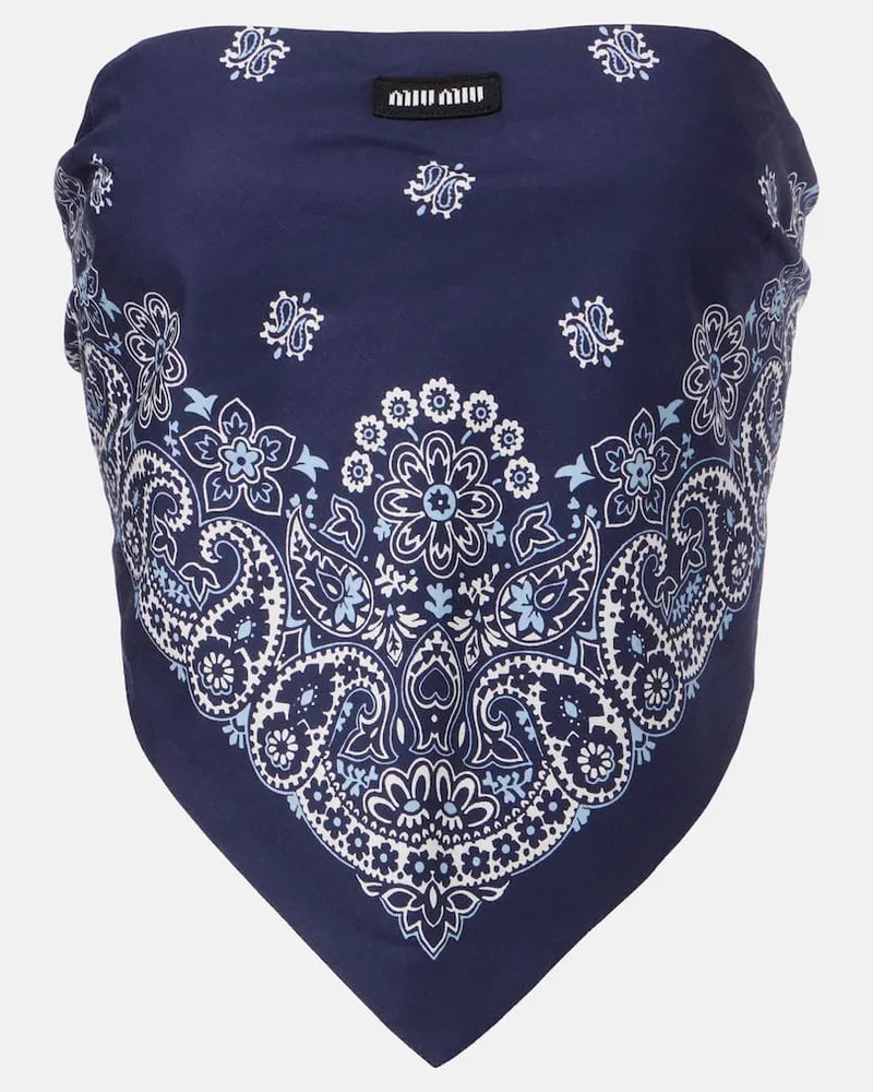 Miu Miu Top aus Baumwollpopeline Blau