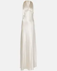 Saint Laurent Maxikleid aus Satin Weiss