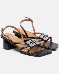 Ganni Verzierte Sandalen aus Lederimitat Schwarz