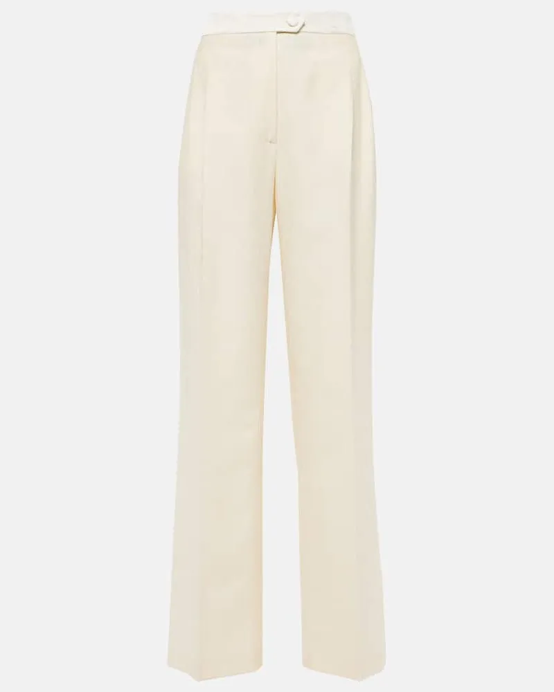 Etro Gerade Hose aus Baumwolle und Wolle Weiß