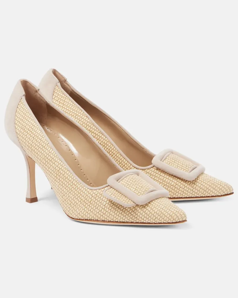 Manolo Blahnik Pumps Maysale 90 aus Raffiabast Neutral