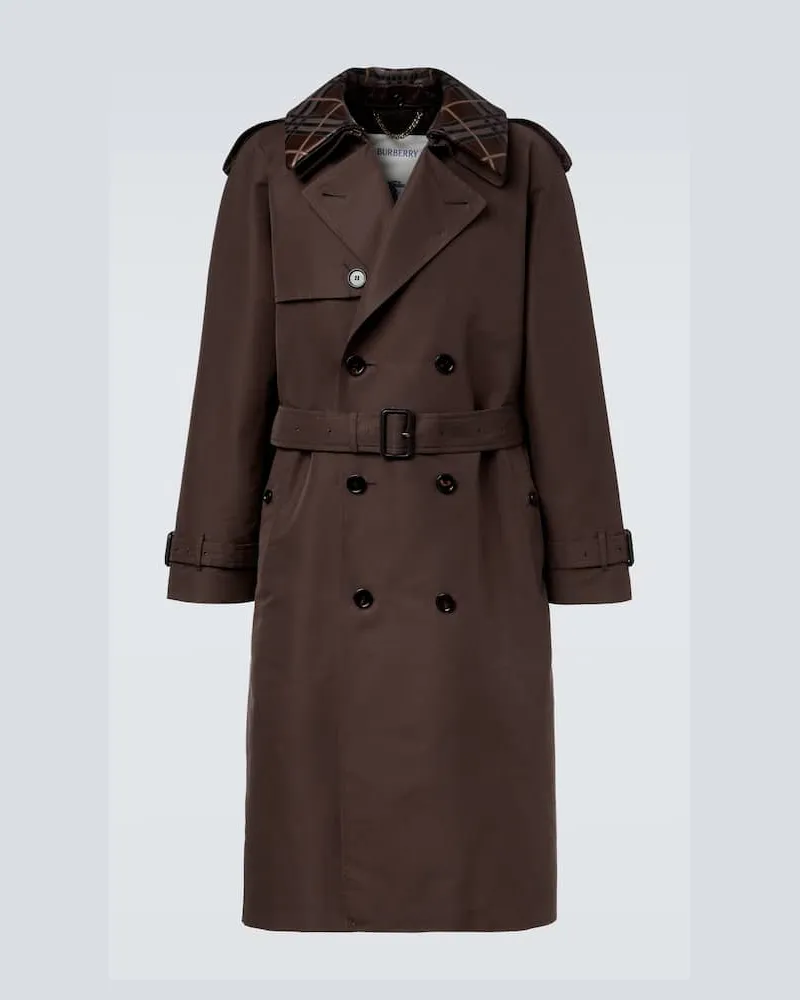 Burberry Trenchcoat Burberry Check aus Seide und Baumwolle Braun
