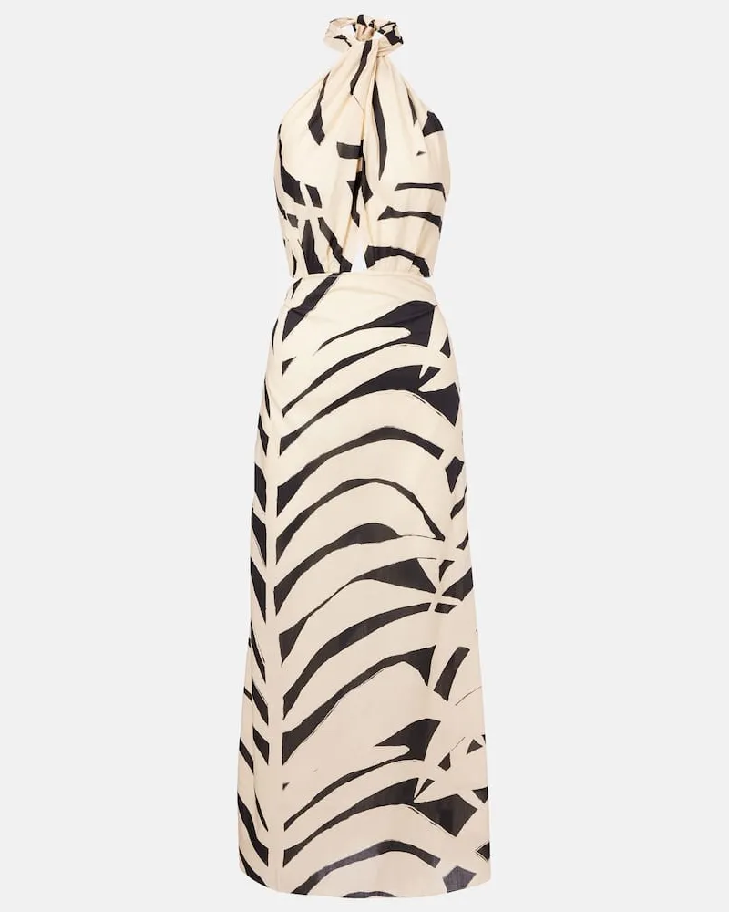 Johanna Ortiz Bedrucktes Maxikleid aus Baumwolle Beige