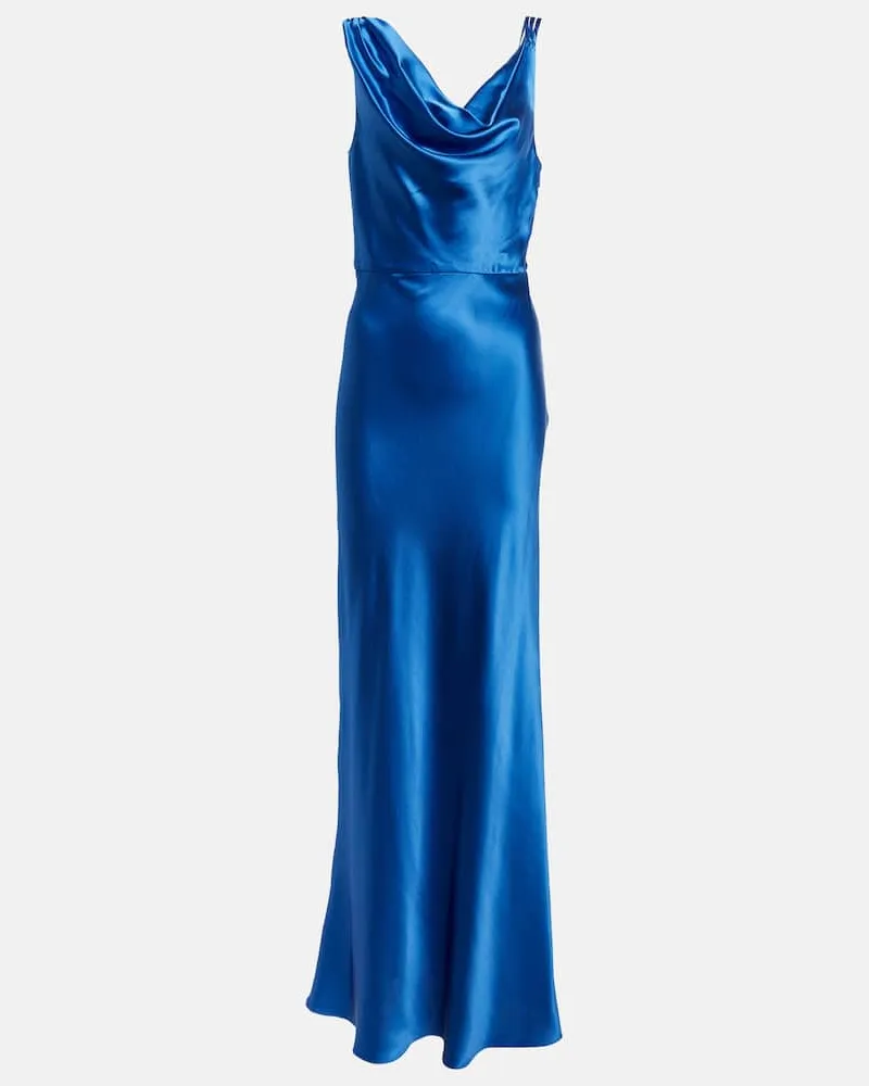 Veronica Beard Maxikleid Sanderson aus Satin Blau