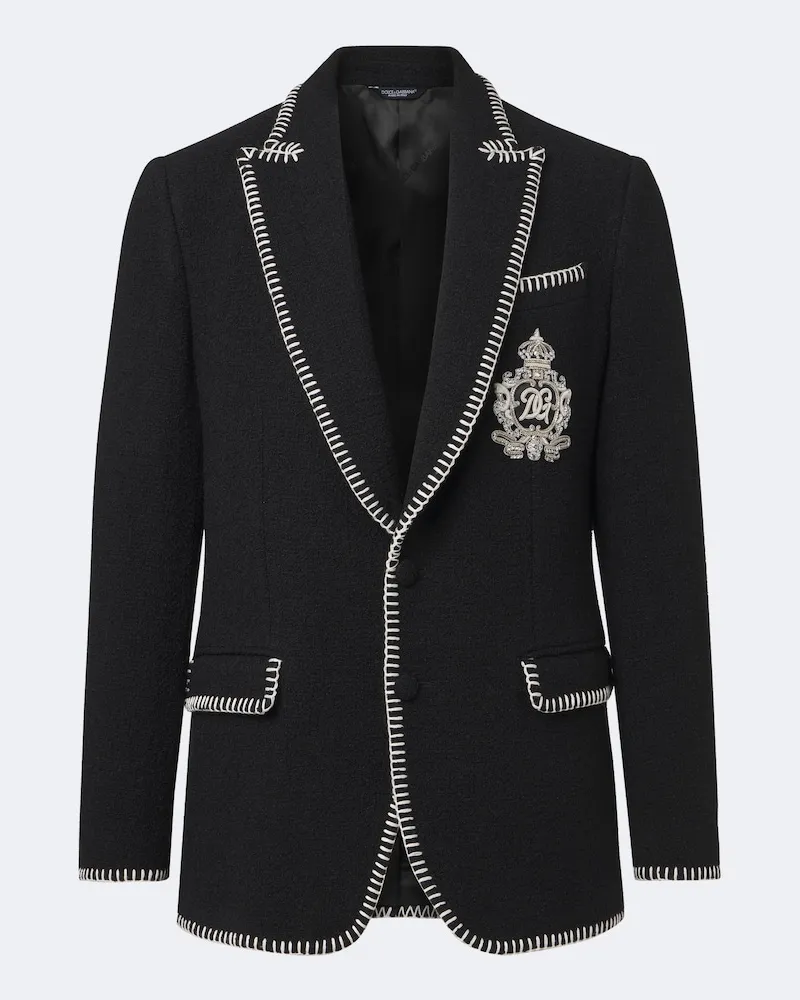 Dolce & Gabbana Verzierter Tweed-Blazer DG Schwarz