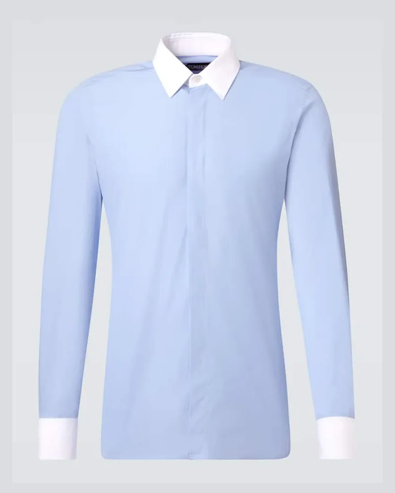 Tom Ford Hemd aus Baumwollpopeline Blau
