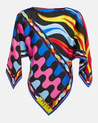 Emilio Pucci Poncho Fiamme aus Seiden-Twill Multicolor