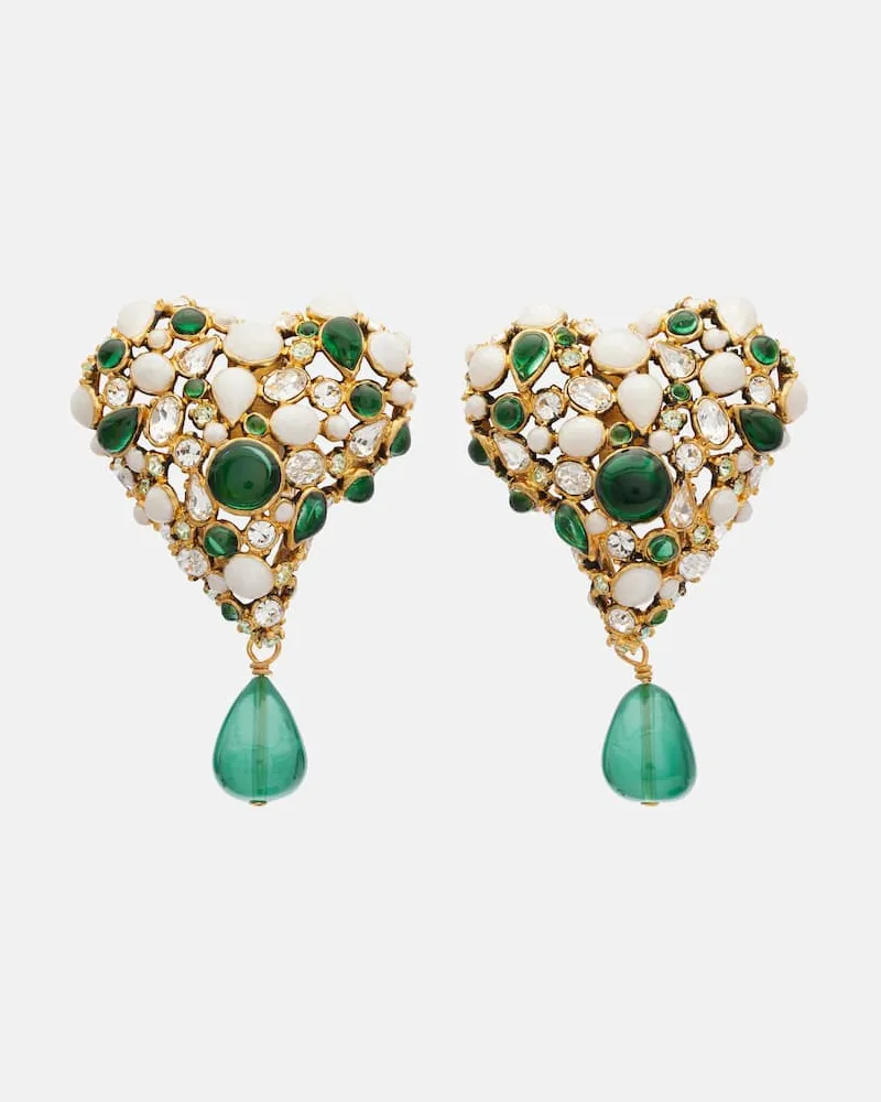 Saint Laurent Clip-Ohrringe mit Kristallen Gold