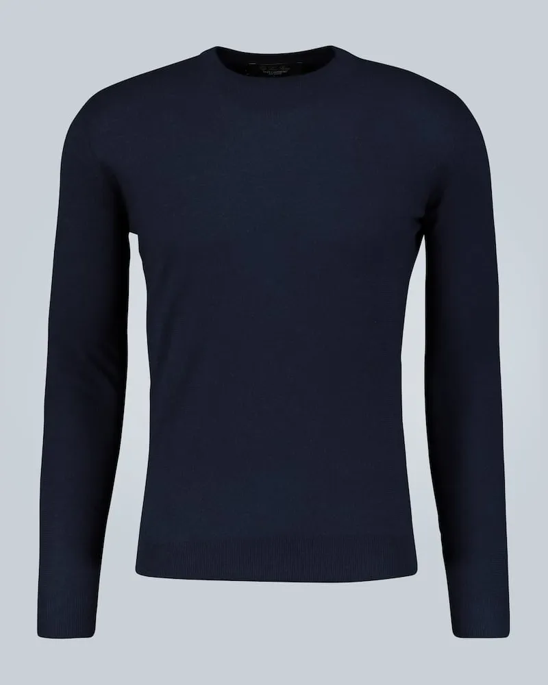 Loro Piana Pullover Girocollo Superlight aus Kaschmir Blau