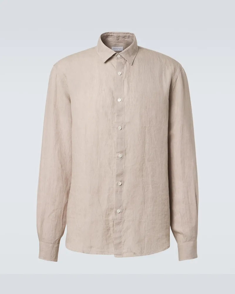 Sunspel Hemd aus Leinen Beige